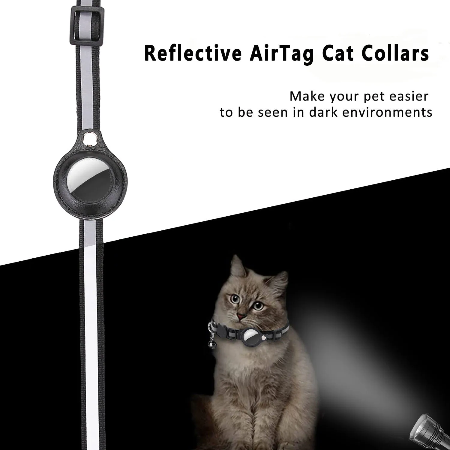 Katze AirTag Halter Kragen Abtrünnige Reflektierende Streifen Einstellbare Kätzchen Kragen Wasserdichte Katze Glocke Kragen Haustier Air Tag Fall kragen