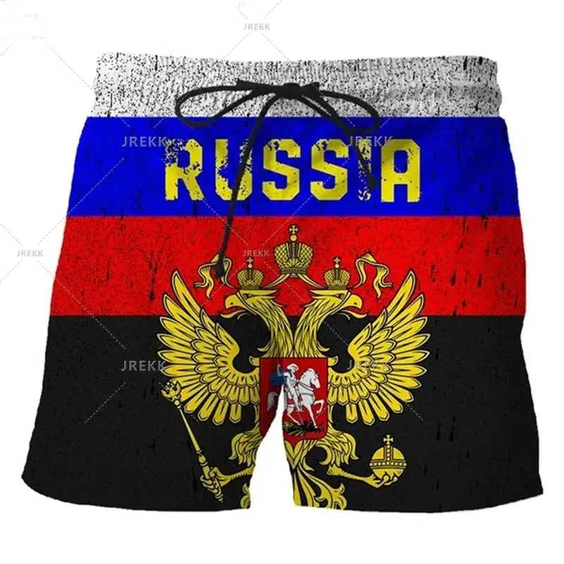 ธงชาติกางเกงขาสั้นแบบรัสเซียสำหรับผู้ชายชุดว่ายน้ำแฟชั่นใหม่พิมพ์ลาย3D สำหรับวันหยุดของผู้ชายกางเกงใส่น้ำแข็งสำหรับผู้ชายแนวสตรีทโอเวอร์ไซส์แบบลำลองสำหรับ2024