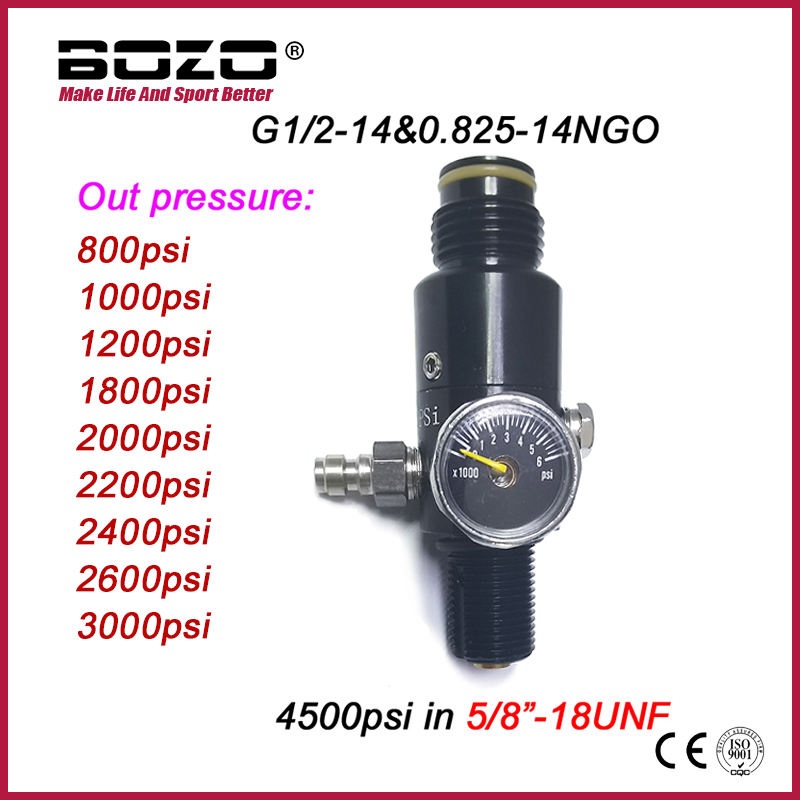 Hpa tanque 5/8 "-18unf válvula regulador de ar comprimido 4500psi cilindro garrafa pressão de saída 800psi para 3000psi mergulho aquário