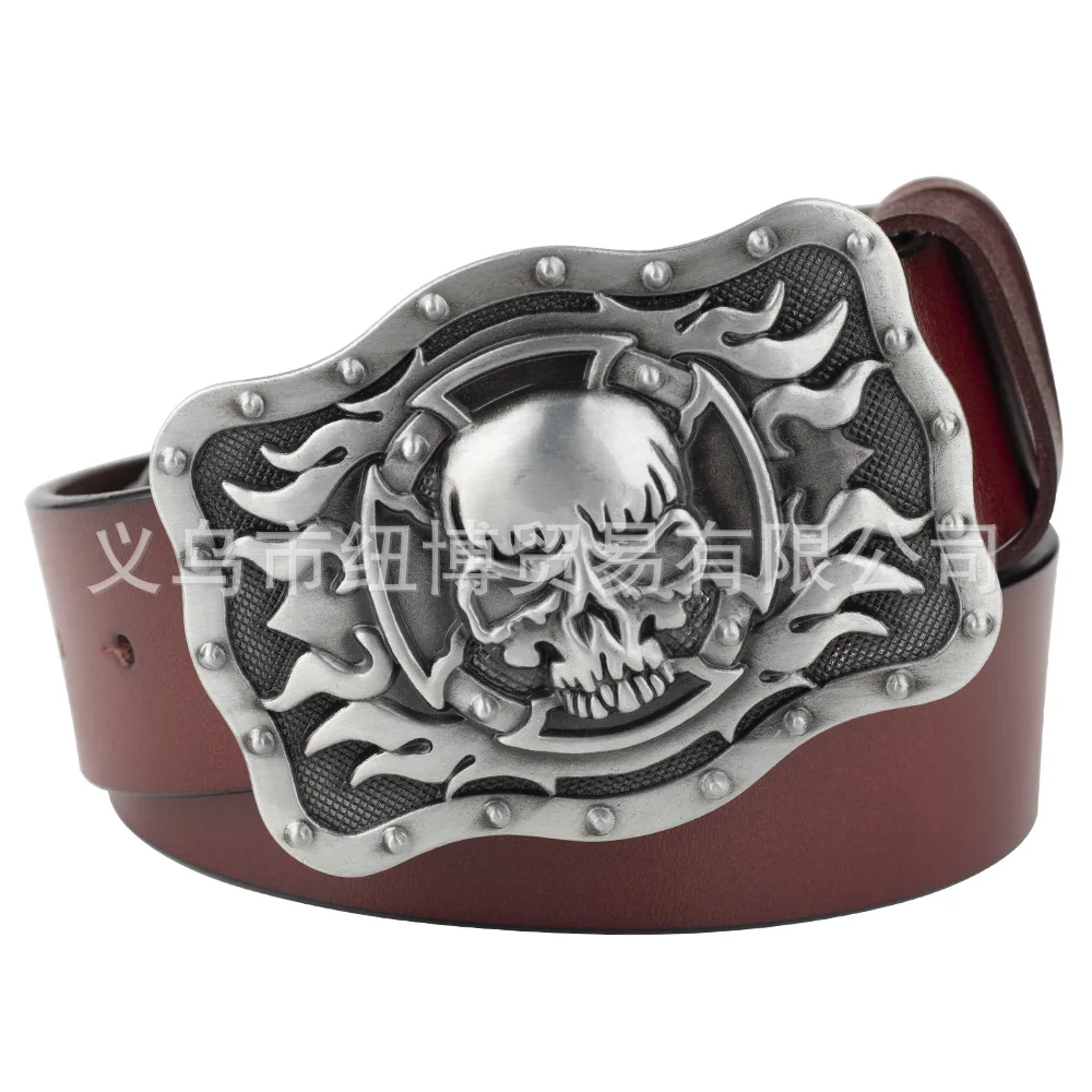 Hell Ghost Skull เข็มขัดหัวเข็มขัด Square Alloy Grim Reaper รูปแบบ Street เยาวชนรถจักรยานยนต์ Party อุปกรณ์เสริม