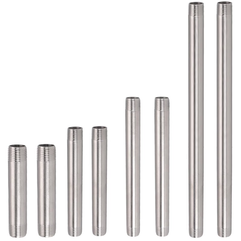 Comprimento 50/100/150/200/250/300mm 1/4 "3/8" 1/2 "3/4" -2 ”BSP Rosca Macho Longo Mamilo 304 Conector de encaixe de tubulação de aço inoxidável