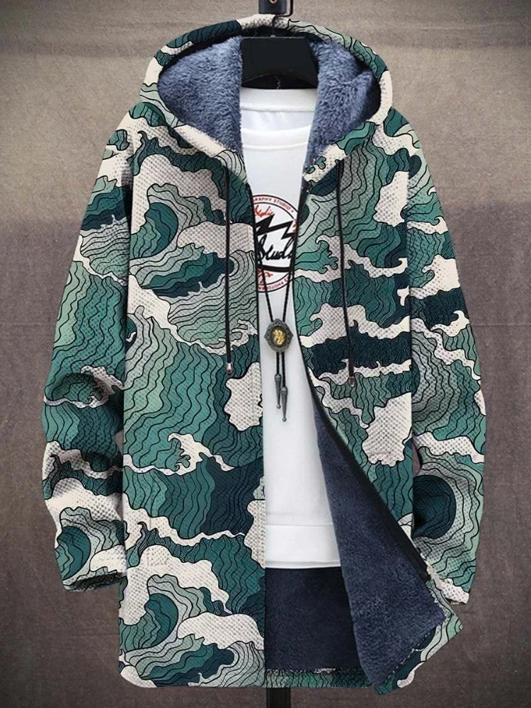 Cárdigans para hombre, abrigos de estilo japonés con gráficos coloridos, estampado de felpa grueso, ropa de calle informal de invierno, ropa Unisex