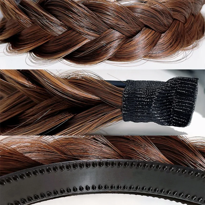 ผู้หญิงวิกผมสังเคราะห์ Twist ถักผมแฟชั่น Braids อุปกรณ์เสริมผมผู้หญิงโบฮีเมียนธรรมชาติแถบคาดศีรษะยืดสําหรับงานปาร์ตี้
