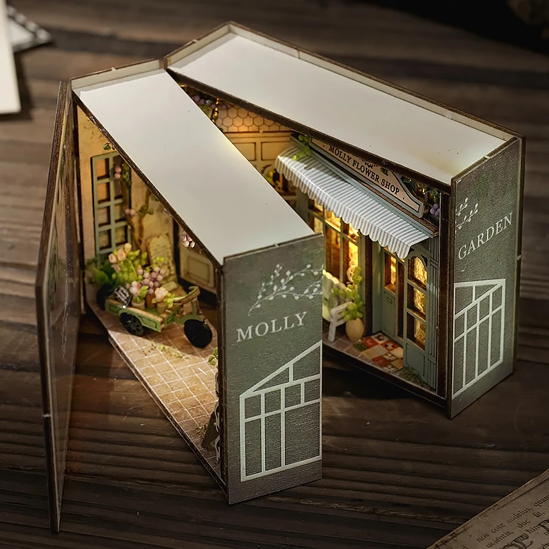 Mini casa de boneca diy pequena casa 3d quebra-cabeça montagem modelo de construção brinquedos casa decoração do quarto com móveis luzes led presentes