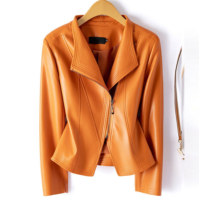 M-5XL シープスキンレザージャケット女性ショートスリムスプリットレザージャケットコート 2024 シックなレディースブラック/ワインレッドレザー生き抜くトップス