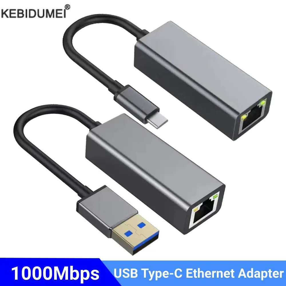 KEBIDUMEI USB Type C Ethernet-адаптер Сетевая карта USB Type-C к RJ45 100/1000 Мбит/с Lan Интернет-кабель для MacBook Laptop PC