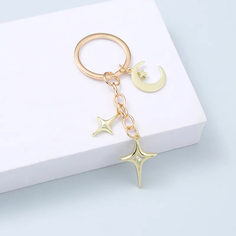 Fashion Stars Moon Lega Portachiavi Catena Chiave Per Le Donne Uomini Oro Colore Argento Coppia Portachiavi Gioielli Giornalieri