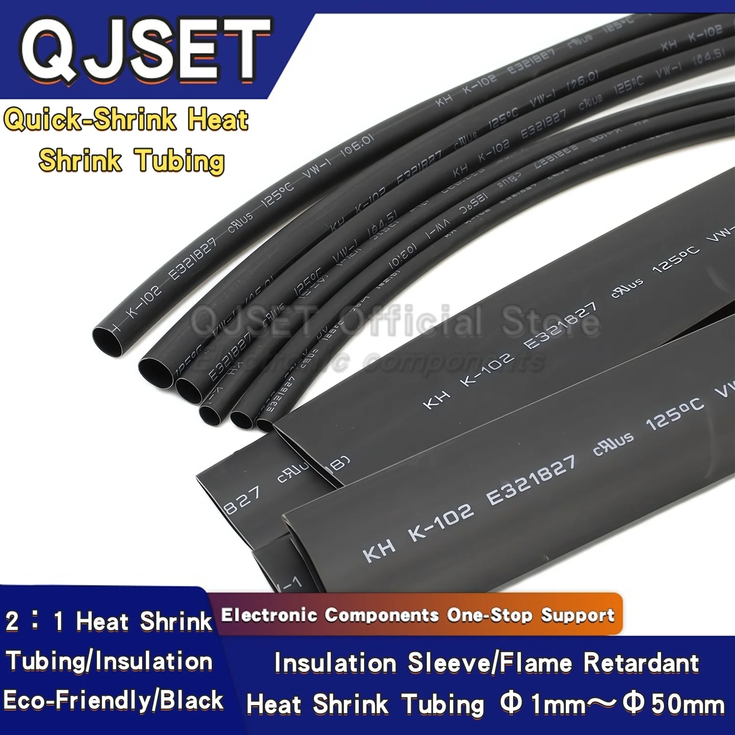 Tubo termorretráctil negro de 1M/5M, funda aislante, cubierta protectora de Cable, reparación de Cable de datos, funda termorretráctil de 1, 2, 3, 4, 5-50mm