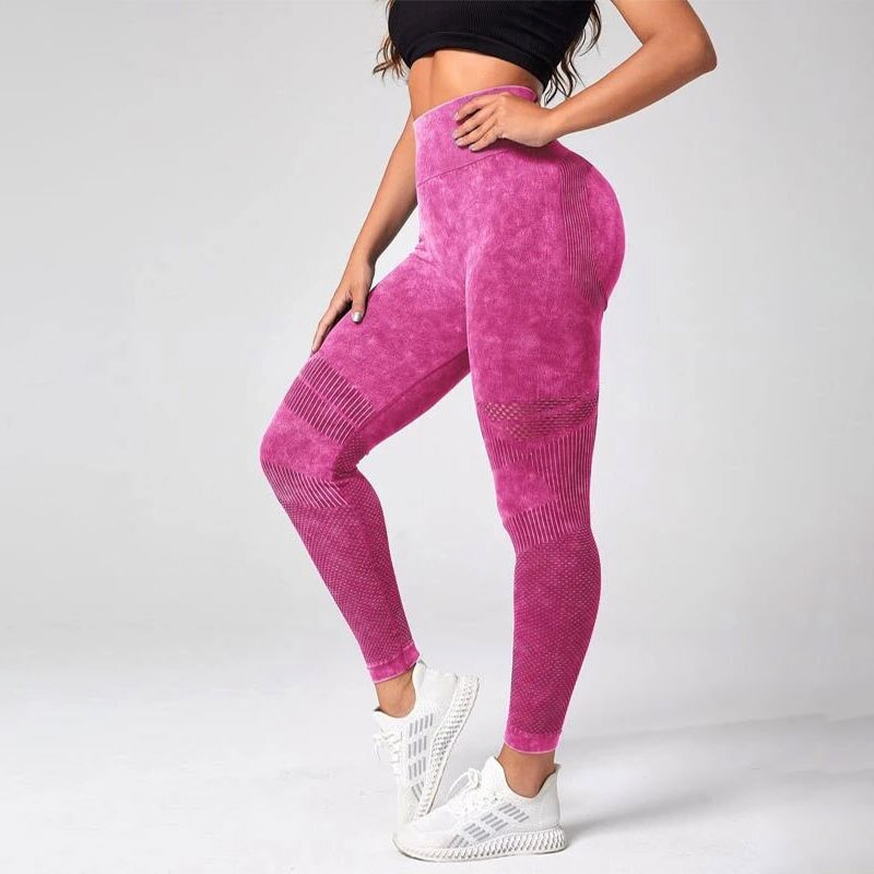 Leggings deportivos básicos con control de barriga y tinte anudado para yoga