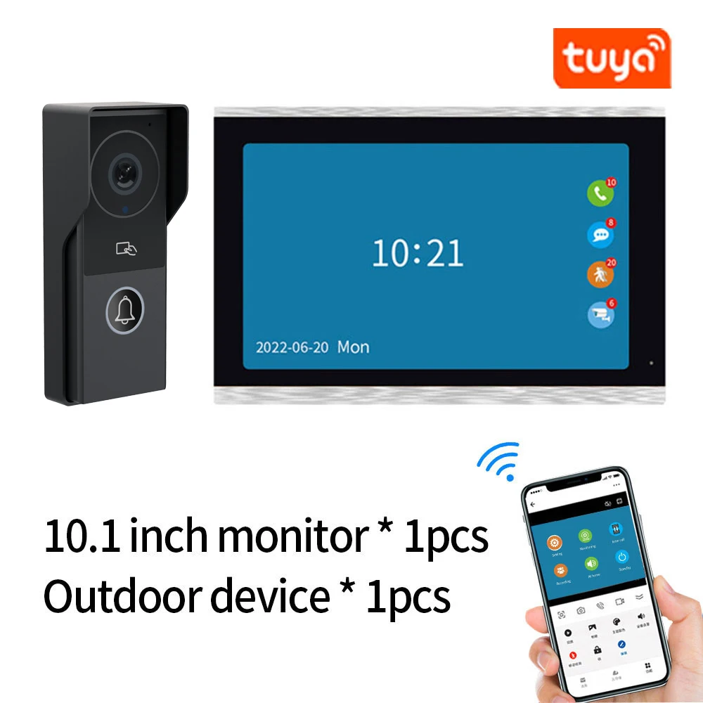Tuya aplicativo inteligente vídeo porteiro wi fi ir telefone da porta de vídeo anel sem fio 1080p h.264 wi fi campainha interfone villa
