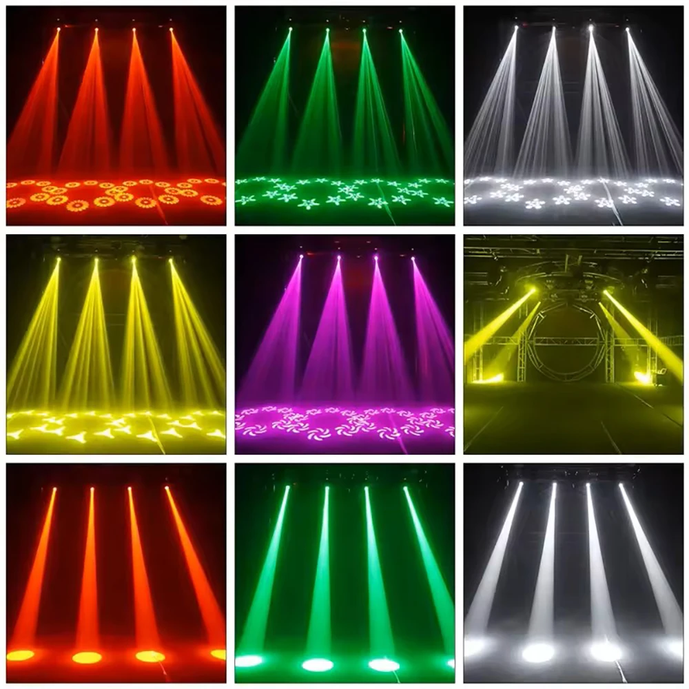 Lumières de scène à tête mobile 150W, 4 pièces, 8x8 360 °   Lumières Gobo à tête mobile, lumières Disco pour fête DJ DMX512, lumières d'ambiance pour public, mariage