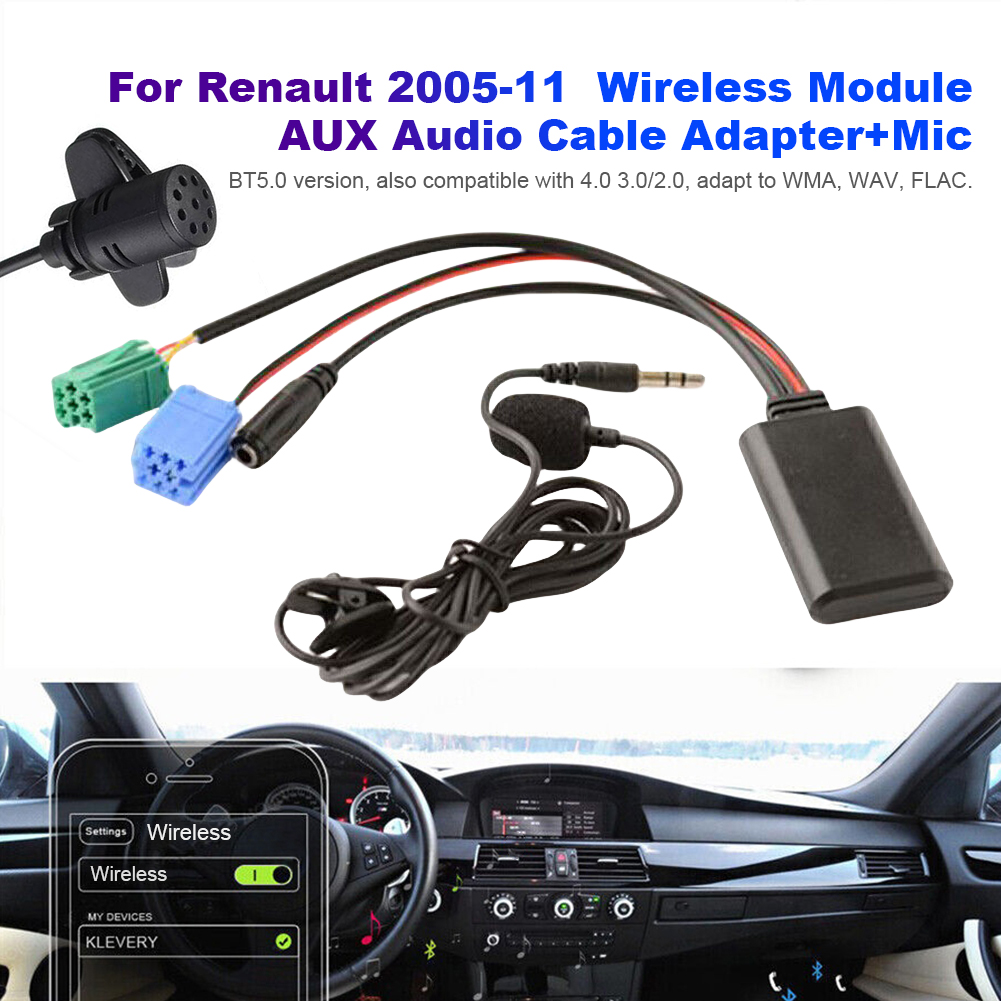 New Car Bluetooth Module AUX Adapter with MIC Handsfree Audio MP3 Music Adapter AUX Audio Cable for Renault Update List Radio