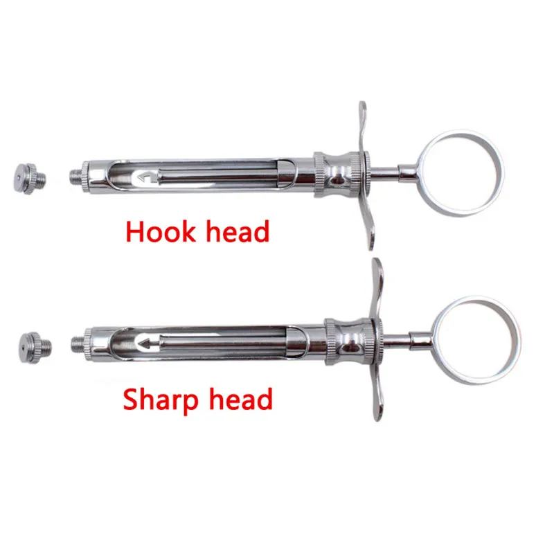 1 Set Zahnmedizin-Injektionsspritze, hakenförmiger, scharfer Kopf, Edelstahl, Dental-Spritze, chirurgisches Instrument, 1,8 ml