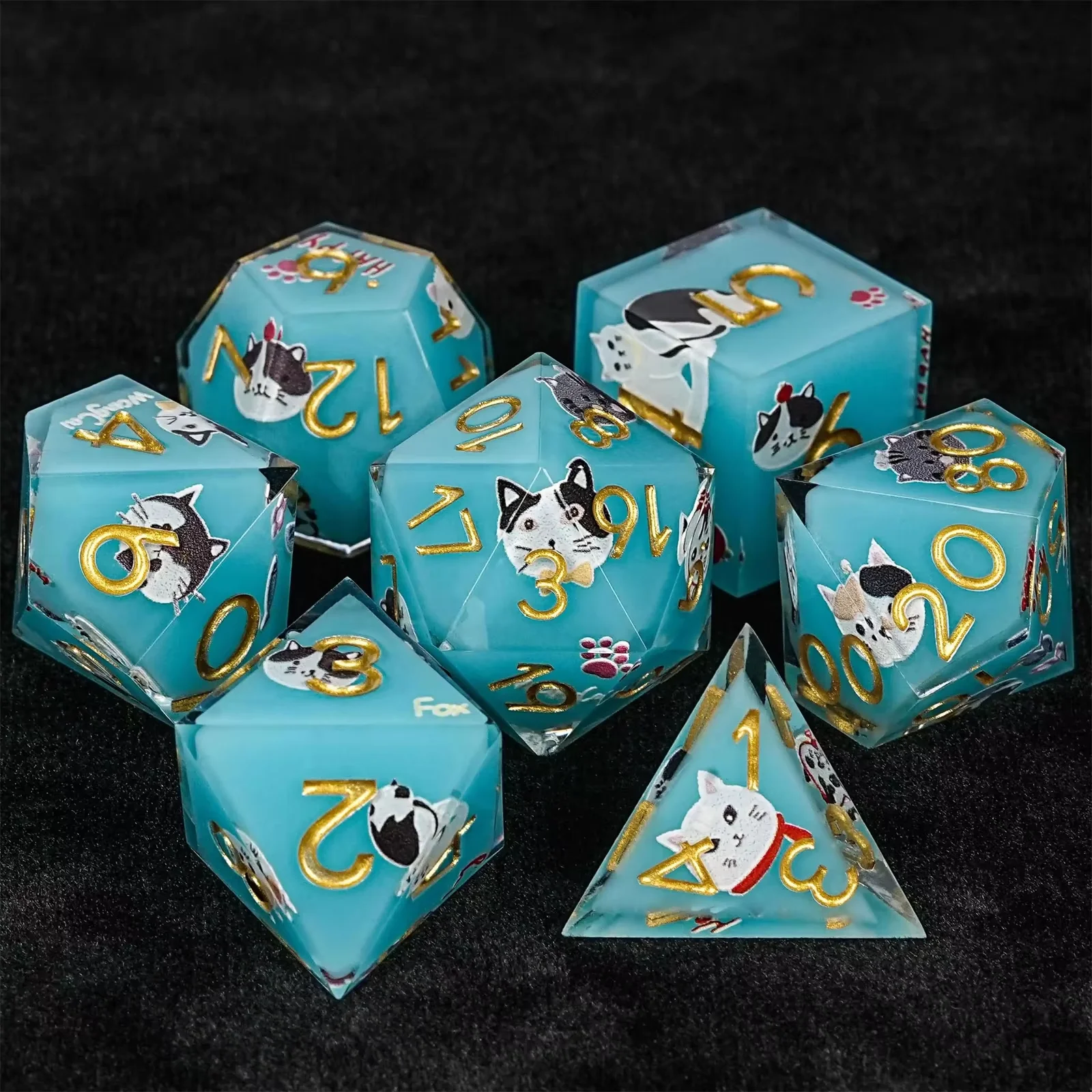 1-7 шт. DND молочно-белые однотонные смоляные черные котенок, улыбка, кошка, набор кубиков, многогранные многогранные игральные кости для D&D COC, ролевая игра, настольная игра