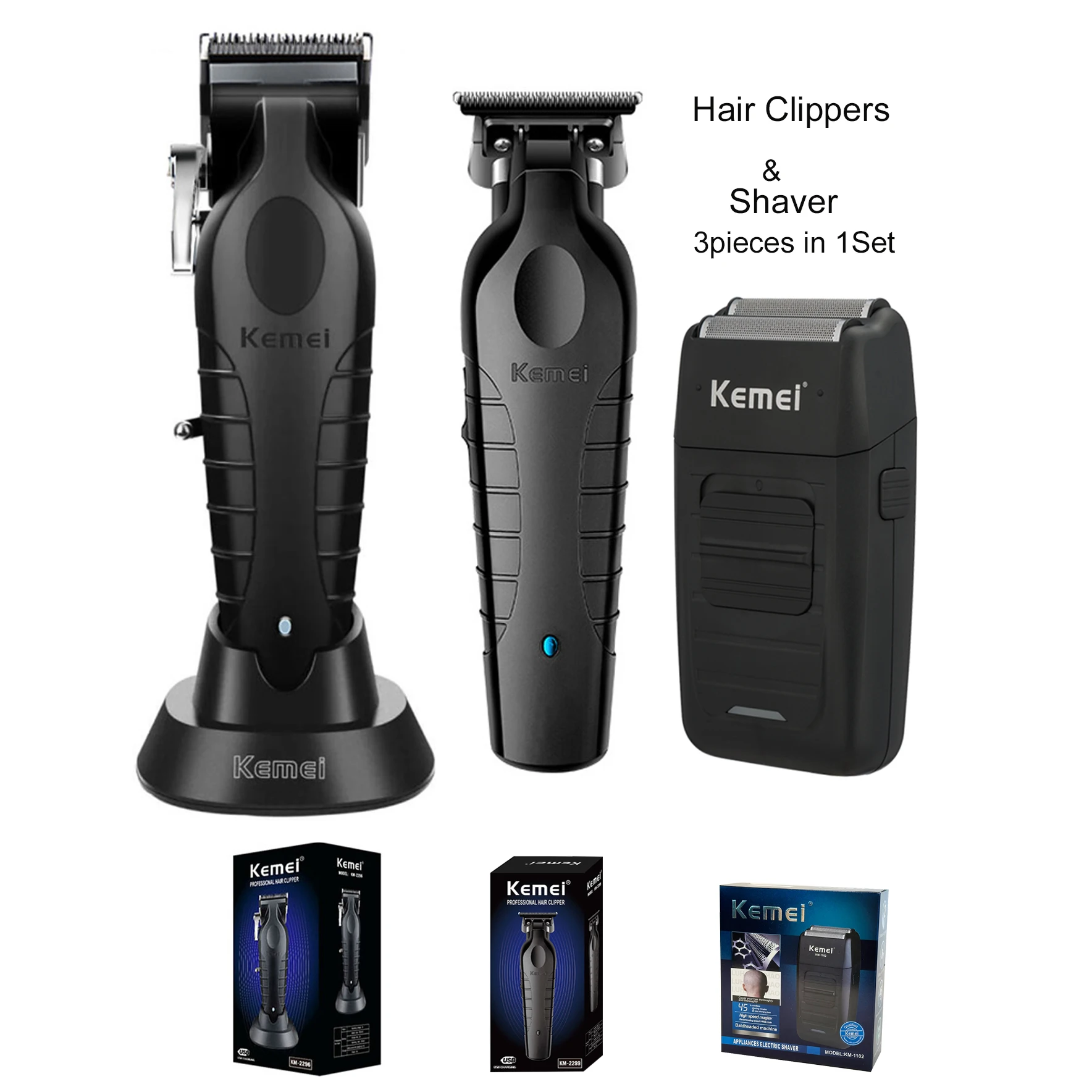 KM-2299 Haarschneidemaschine Kemei Professioneller elektrischer USB-wiederaufladbarer Friseur-Trimmer Akku-Trimmer Typ C Zero Gapped Cutting