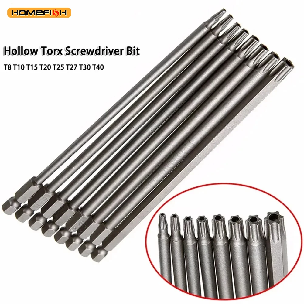 8PCS Torx Screwdriver Bit Set 1/4 Inch Hex Shank Magnetic Star Bits T8-T40 for Drill Wrench 150mm 200mm