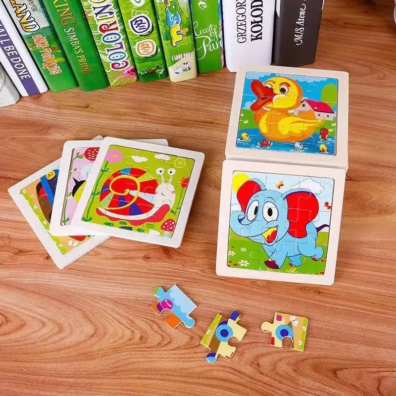 3ชิ้นปริศนาไม้สำหรับเด็กลายการ์ตูนสัตว์ของเล่นเกมปริศนาสำหรับการศึกษาปฐมวัย