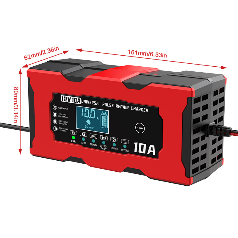 12V 10A 車のバッテリー充電器 14.6V 10A 鉄リチウム充電器 Lifepo4 鉛酸 AGM ゲル PB リチウム電池パルス修理