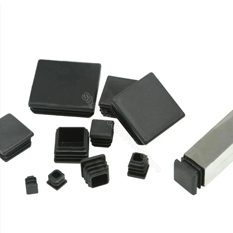 1-100Pcs 10/13/15/16/18-200mm Black Plastic Blanking End Cap Square Pipe Tube Caps Insert Plug Bung Furniture Foot Pad Protector