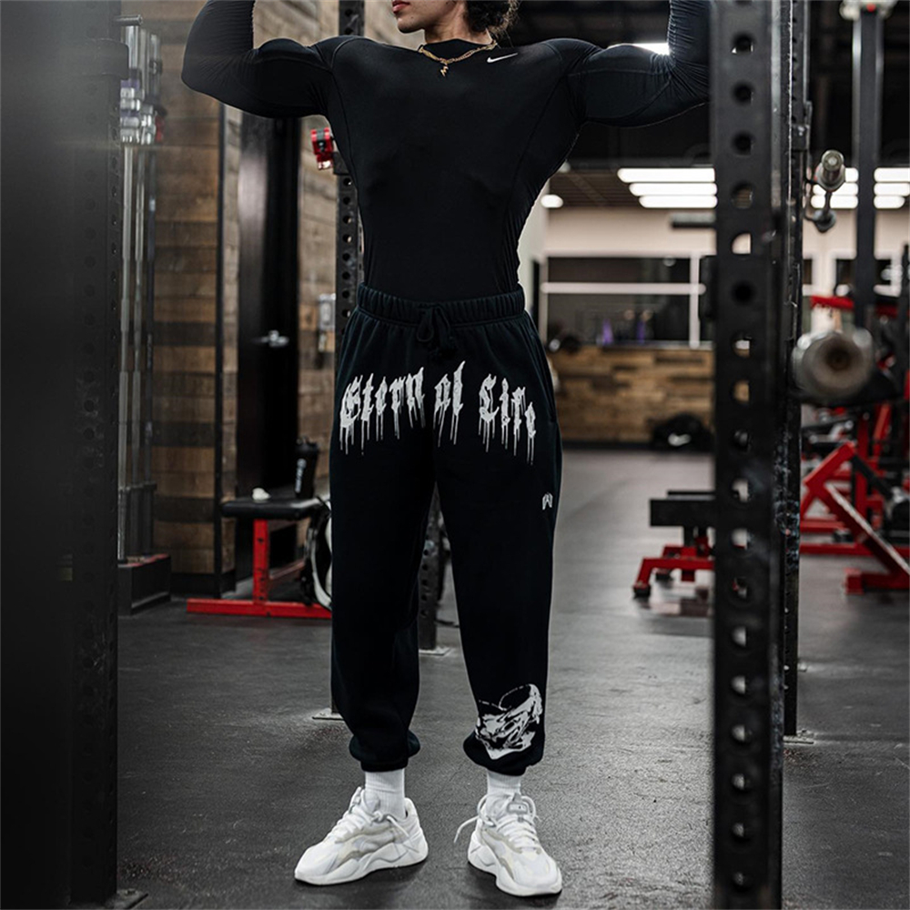 ฤดูใบไม้ร่วงฤดูใบไม้ผลิใหม่ยี่ห้อ Mens Gym Joggers กางเกงผ้าฝ้าย Streetwear Sweatpants กีฬากางเกงขายาวกางเกงฟิตเนสเพาะกายกางเกง