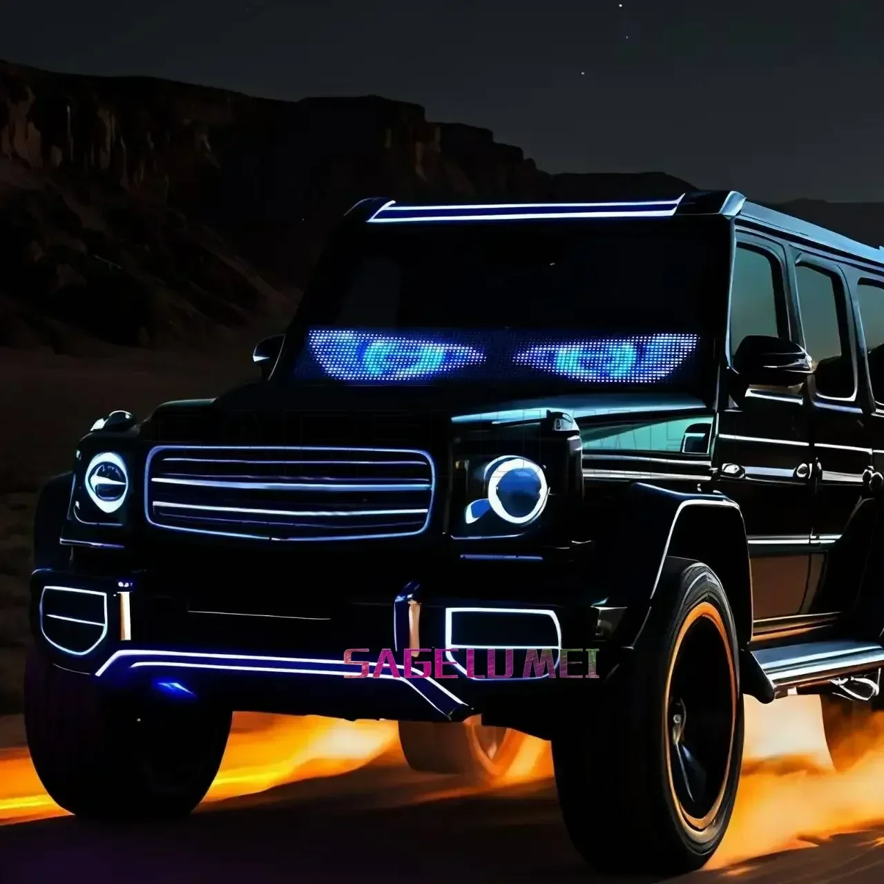 Panel de píxeles de matriz LED para coche multilingüe, publicidad con desplazamiento, Control inteligente por aplicación de dientes azules para coche, camión, luz de señales de ojo de diablo