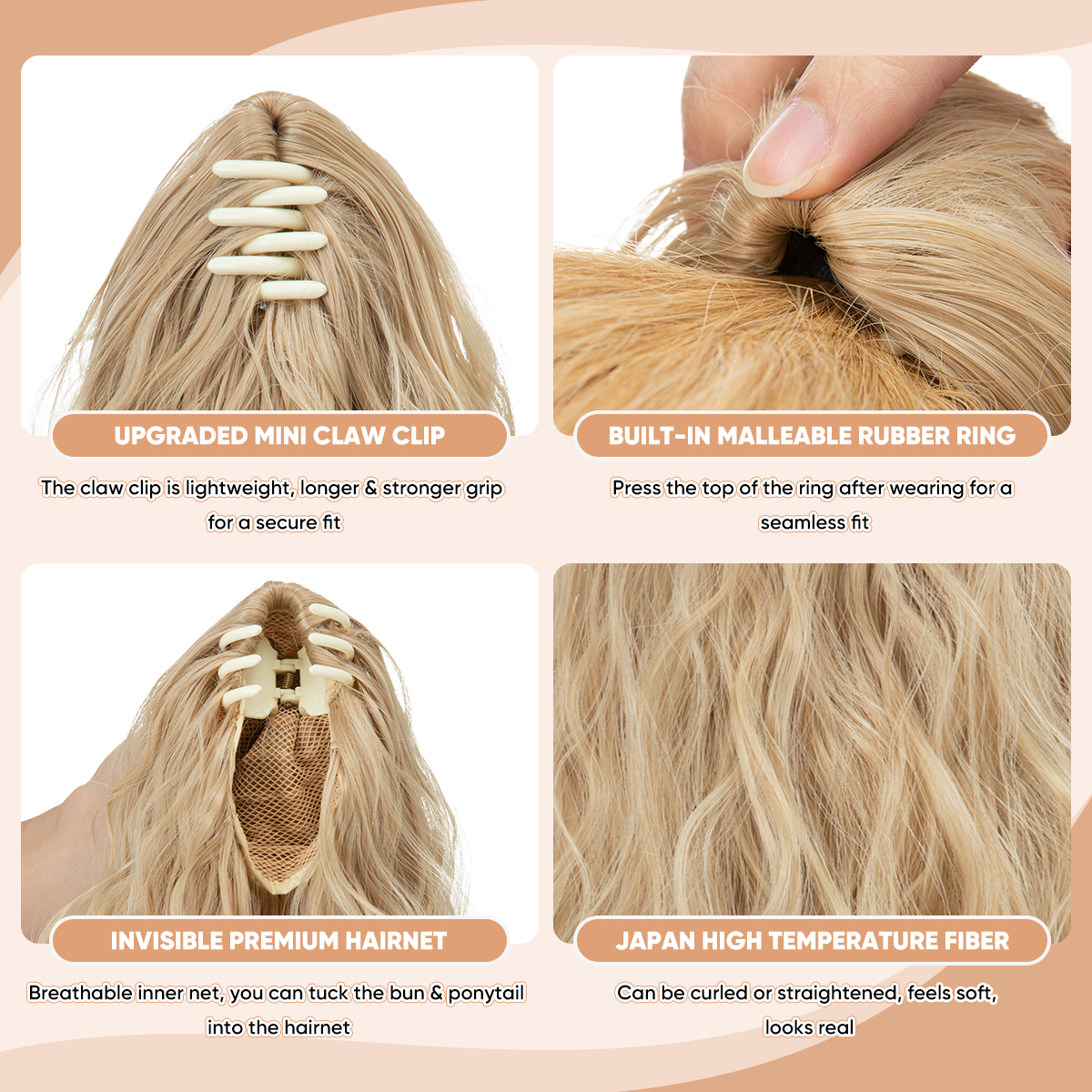 Clip de garra rizada sintética Premium de 13 pulgadas en cola de caballo rubia marrón peluca corta cabello falso extensiones de cabello de cola de cerdo falsa P064