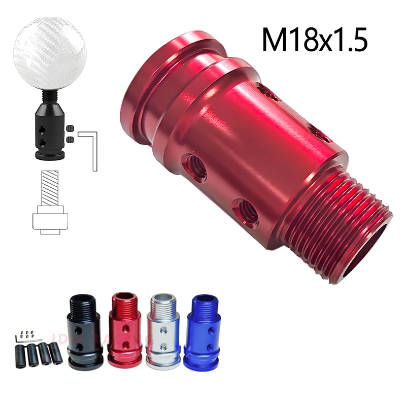 Adaptador de botão de mudança de alumínio m18x1.5, kits de substituição de alavanca de câmbio de carro, conector de vara de mudança para a maioria dos veículos e caminhões