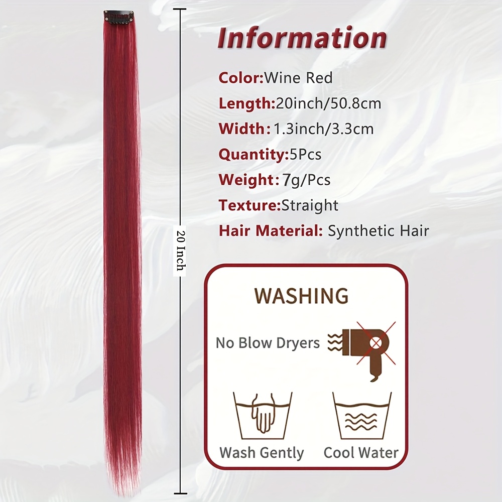 5 stks/set Lang Steil Haar In Extensions Synthetische Clip In Hair Extensions voor Vrouwen Halloween Kerstfeest Cosplay