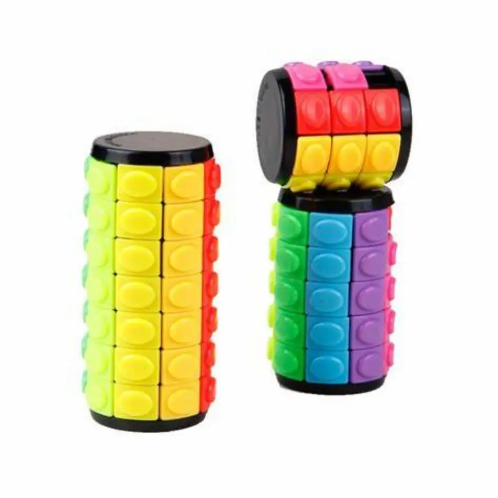 Cubo mágico quebra-cabeça cilindro 3d quebra-cabeça girar brinquedo fidget multi-camada cérebro teasers slide lógica mão jogo colorido sensor deslizante