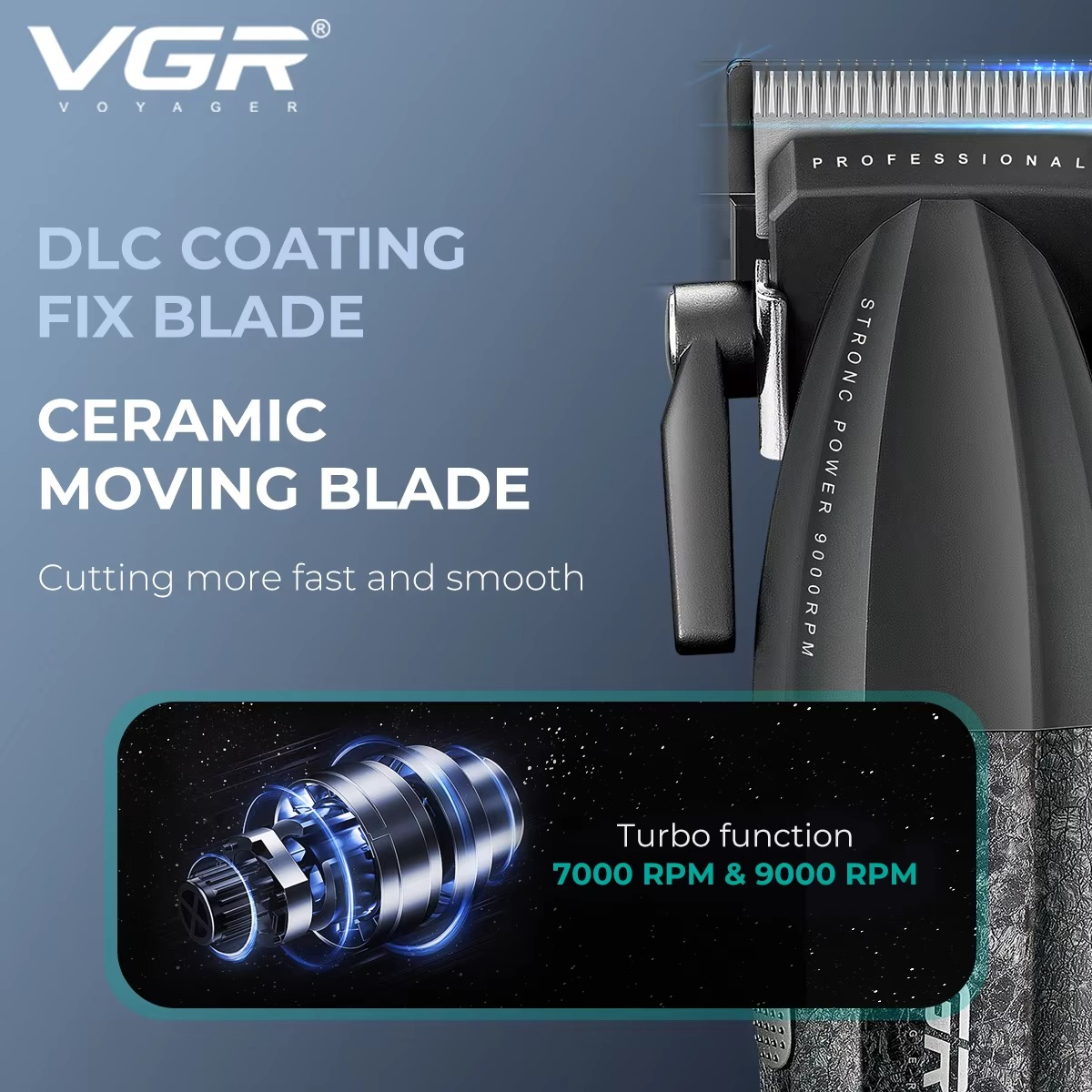 VGR Hair Trimmer Professional Clipper Adjustable Hair Cut Machine Electric Clipper 9000 RPM Cordless Hair Trimmer for Men V-640