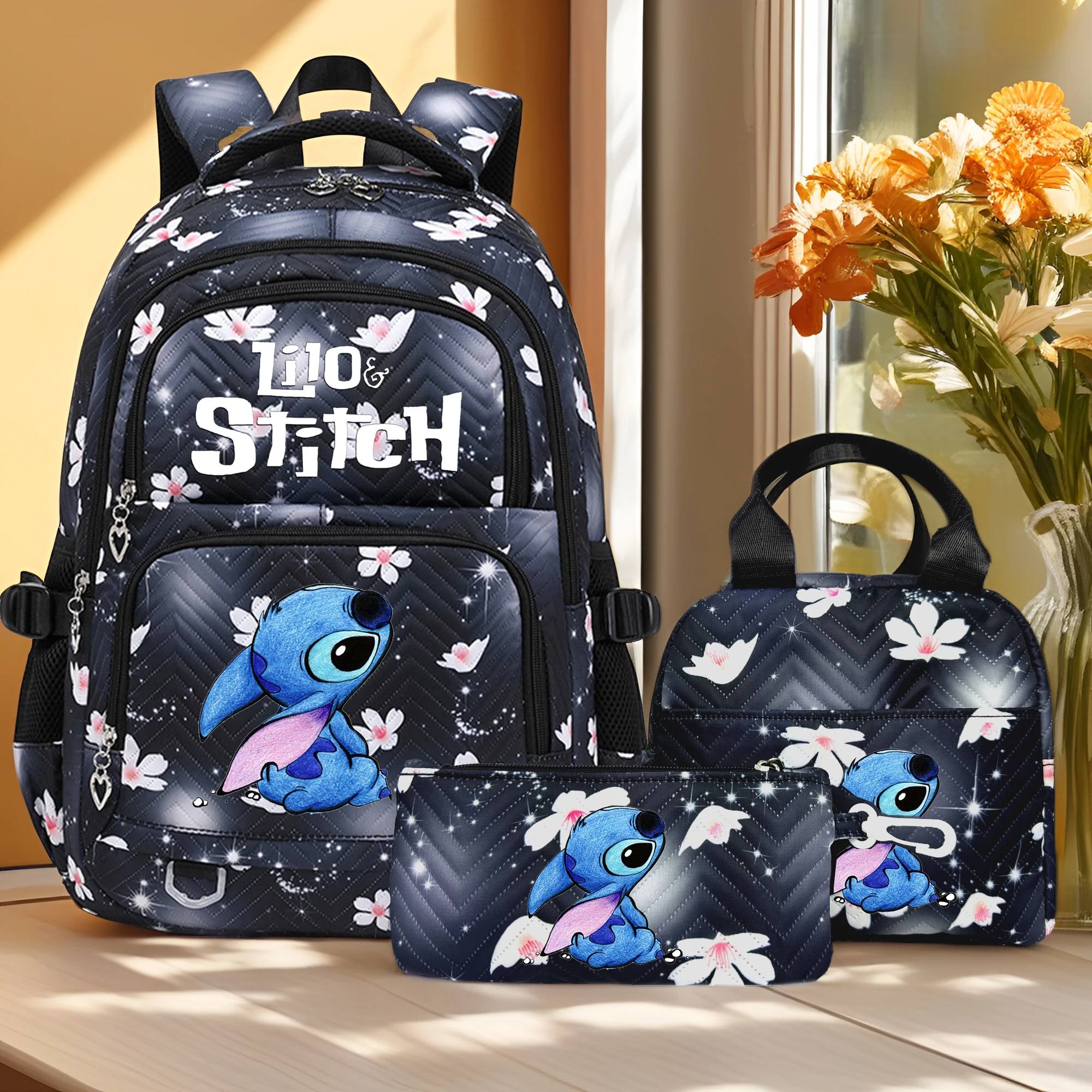 Lilo Stitch Zaino di grande capacità Zaino leggero Zaino da viaggio casual per borse da pranzo per penne da donna