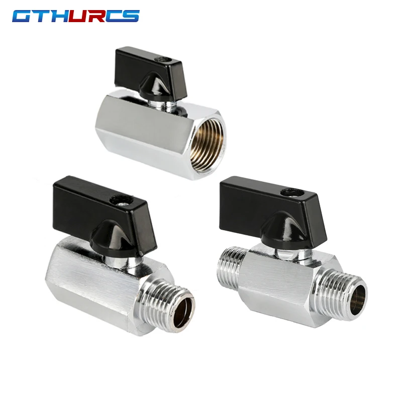 Mini válvula de bola de latón, 1/8 ", 1/4", 3/8 ", 1/2", BSP, rosca macho a hembra, compresor de aire, válvula de cierre de agua, Gas y aceite