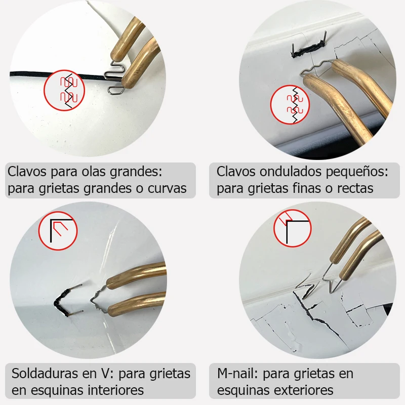MicroData Torcia per riparazione paraurti auto Saldatore di plastica Cucitrice di calore Kit di riparazione paraurti Saldatore per riparazione plastica con chiodi da 200 pezzi