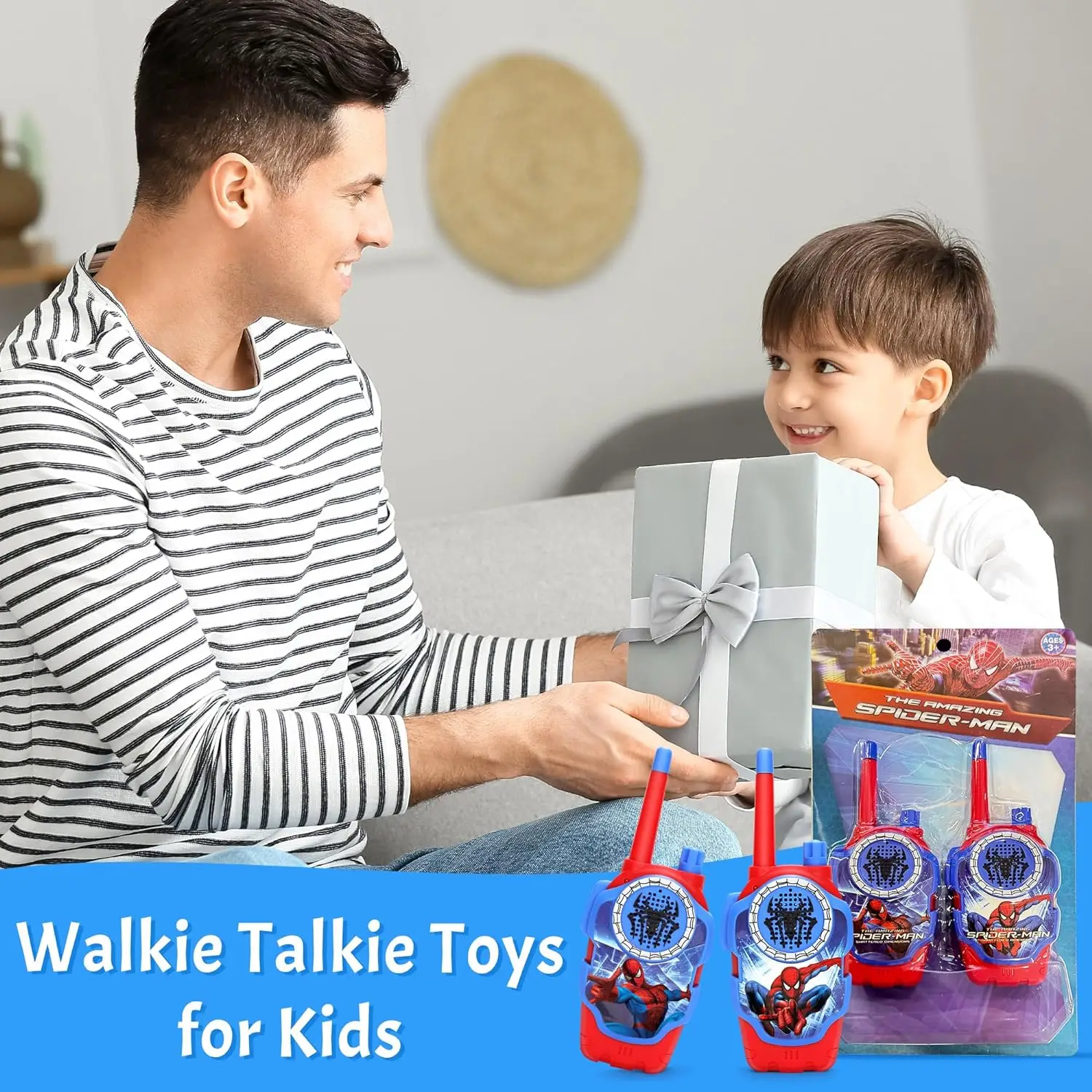 Spidey Walkie Talkies สําหรับเด็ก - 2 ชิ้นของขวัญของเล่นแมงมุมในร่มและกลางแจ้งสําหรับ Man Boys วันเกิดคริสต์มาส Helloween