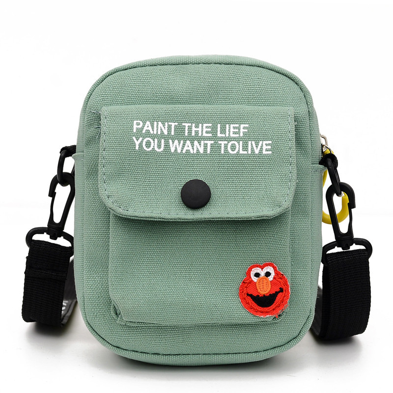 Canvas-Umhängetasche mit Buchstabendruck, kleine quadratische Schultertasche mit Reißverschluss und verstellbarem Riemen, Umhängetasche für Kinder