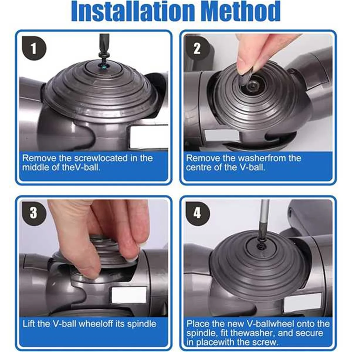 BABQ For Dyson V7 V10 V11 V15 Vacuum Cleaner Accessories 100W Direct Drive Suction Head Connector Adapter+V-Ball Wheel
