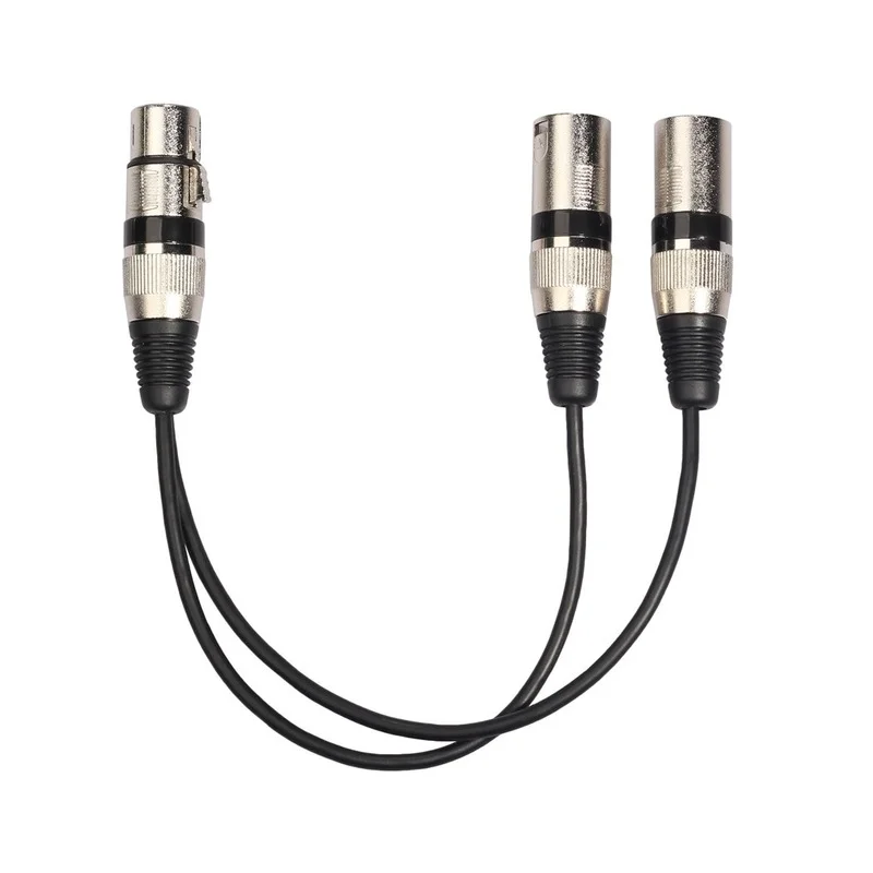 3pin xlr fêmea jack para duplo 2 macho plug y divisor 30cm adaptador cabo fio para amplificador alto-falante fone de ouvido misturador