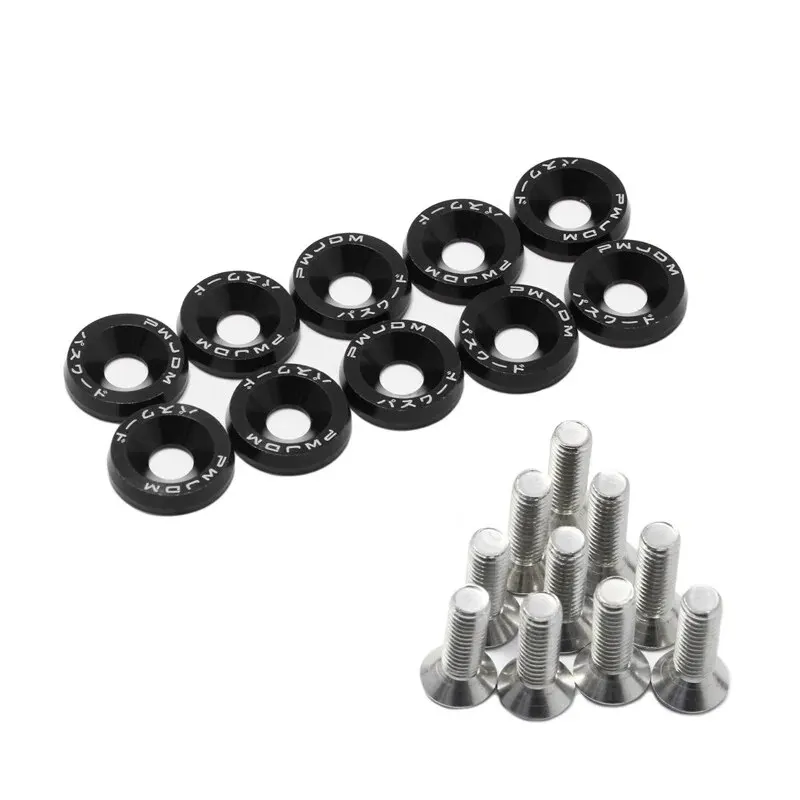 10 PCS M6 Zmodyfikowane elementy złączne samochodu Podkładka błotnika Zderzak silnika Śruby wklęsłe Podkładka błotnika Śruby tablicy rejestracyjnej Uszczelka stylizacji samochodu