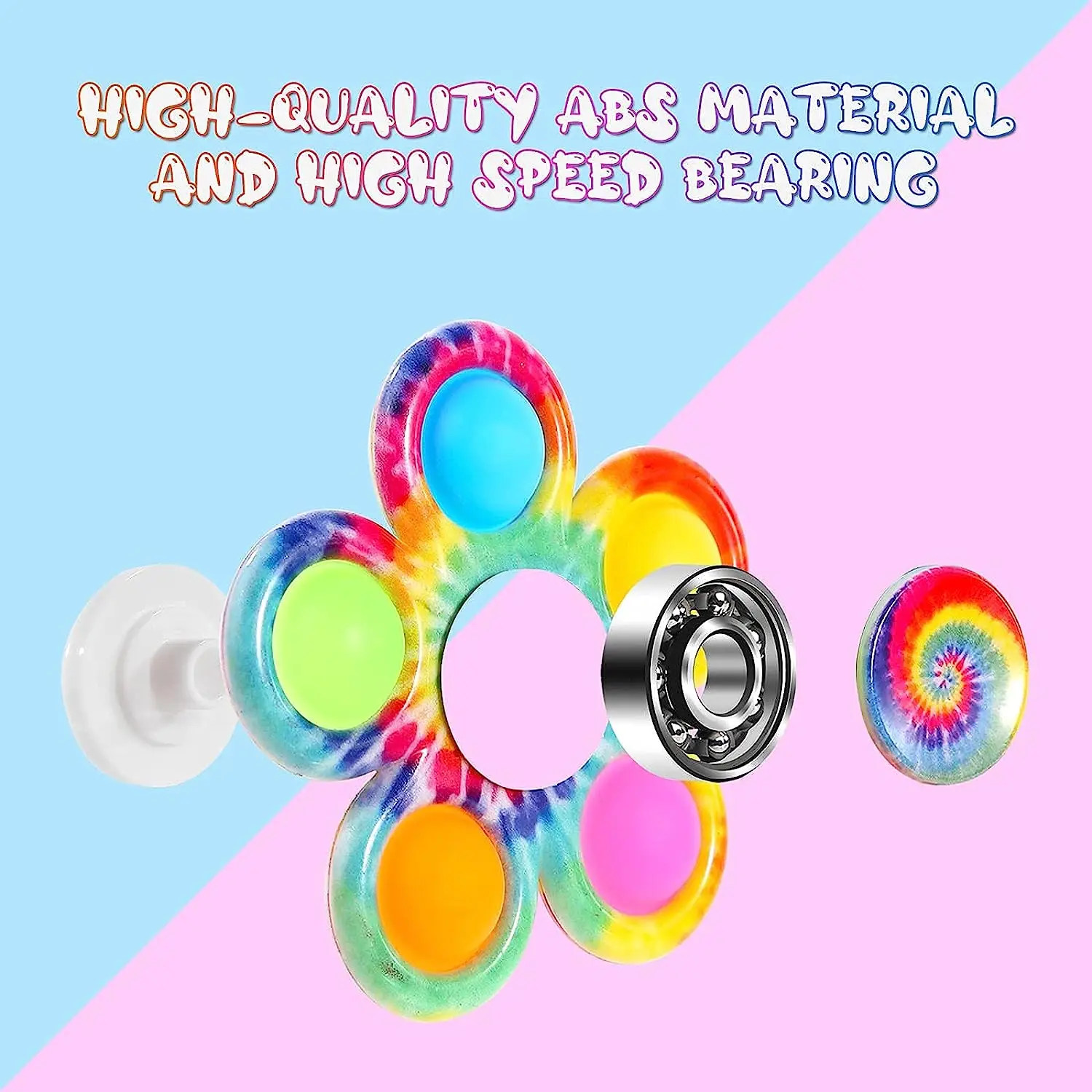 Tie Dye Simple Fidget Spinner Pops ของเล่นนิ้วมือ Push Bubble Hand Spinner สําหรับ ADHD ความวิตกกังวลความเครียดบรรเทา Sensory Gifs สําหรับเด็ก