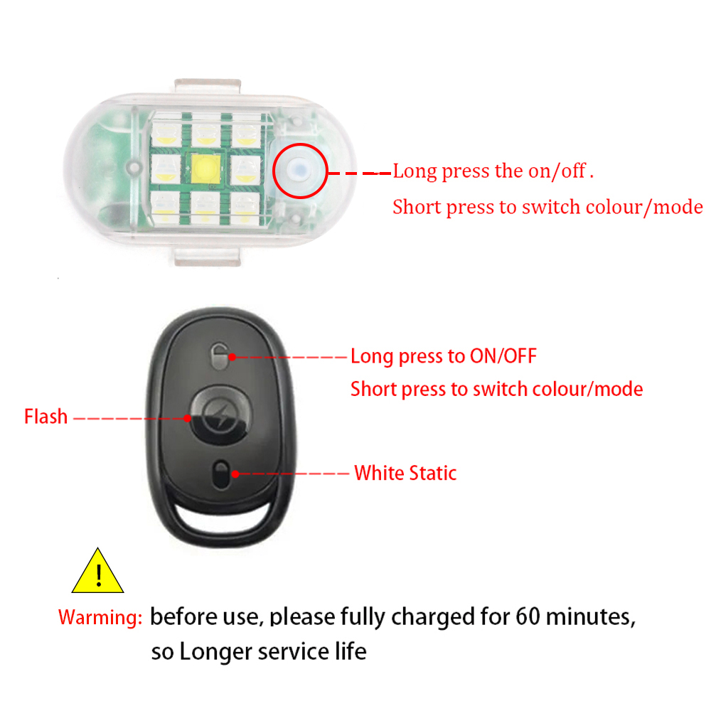 Wireless Remote Control LED Strobe Light for Car Auto Motorcycle Bike Drone Scooter Anti-collision Warning Lamp Flash Indicator