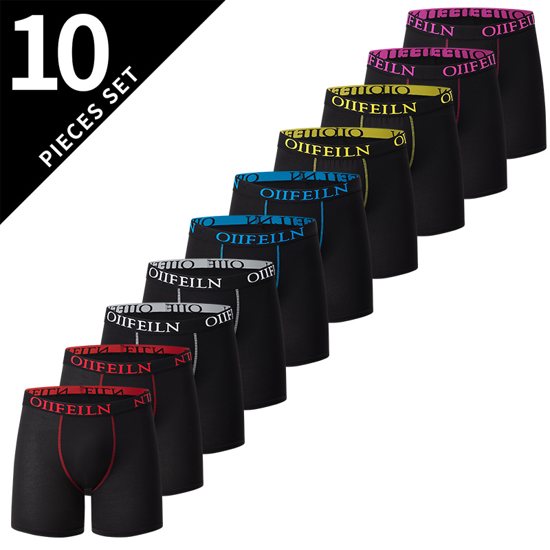 5/10 ชิ้นแฟชั่นผู้ชายยาวชุดชั้นในลําลอง Boyshort เยาวชนกีฬากางเกงขาสั้นสบายระบายอากาศยืดกางเกงขาสั้นชุดชั้นใน
