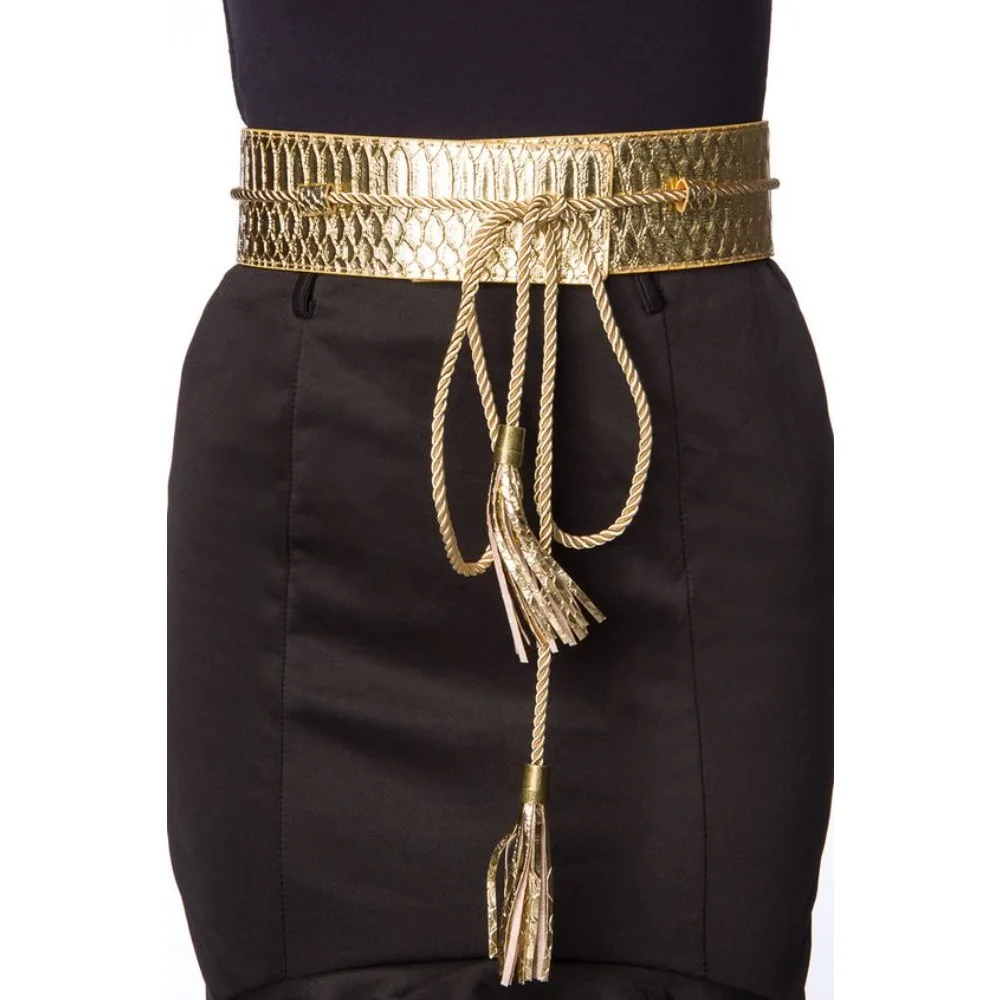 Women’s Wide Cummerbund Faux Leather Waist Belt | Women’s Braided Tassel Belt | Women’s Wide Tassel Junior Waist Belt