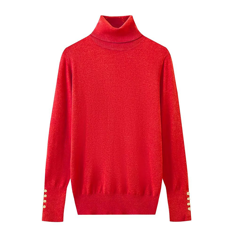 YENKYE Autumn 2023 Women Long Sleeve Basic Turtleneck Knit Sweater Casual Pullover Knitwear