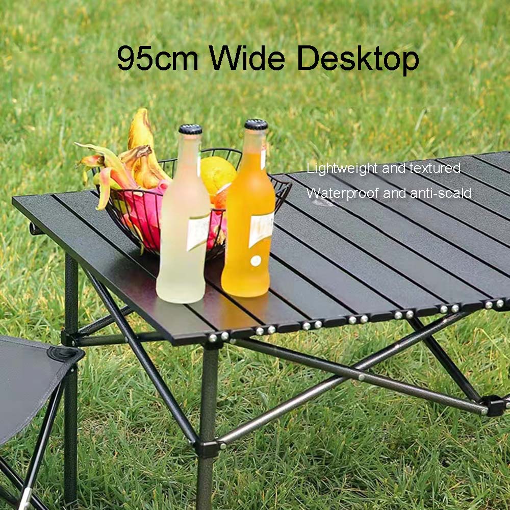 Outdoor opvouwbare lange tafel draagbare opslag zwart camping bureau barbecue eenvoudig te installeren met netzak licht stabiel