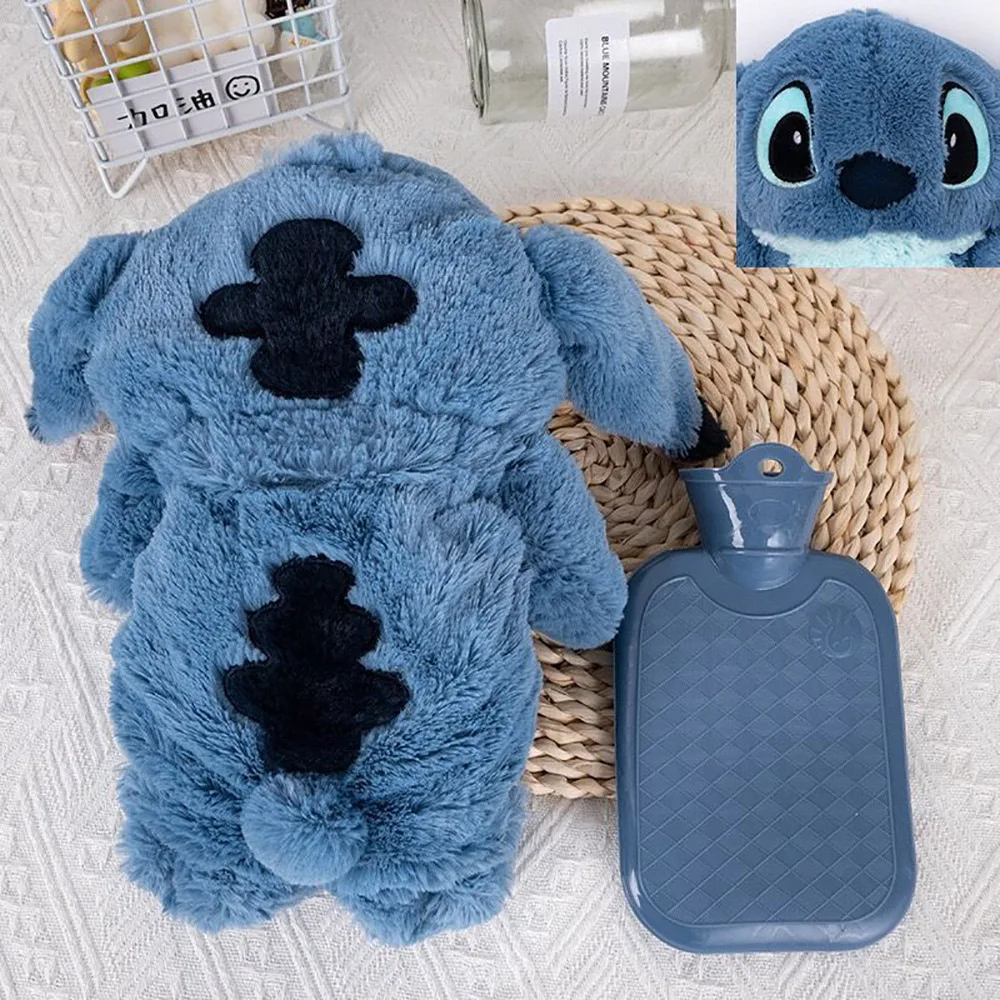Kawaii 스티치 천사 Lotso 플러시 뜨거운 물병 재사용 가능한 겨울 손 따뜻한 고무 가방 소년 소녀를위한 휴대용 손 따뜻하게 선물