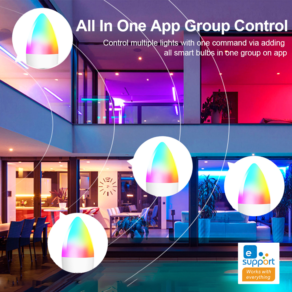 EWelink E14 Smart Zigbee Wifi Led Glühbirnen RGB CW Led Kerze Lampe E14 Birne Für Alexa Google Home Alice Smartthings Kronleuchter