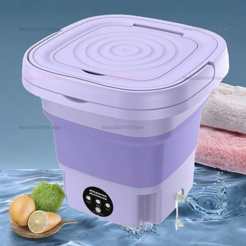 Machine à laver pliante avec seau de séchage pour vêtements chaussettes sous-vêtements Portable Mini dortoir de voyage Machine à laver 8L laveuse