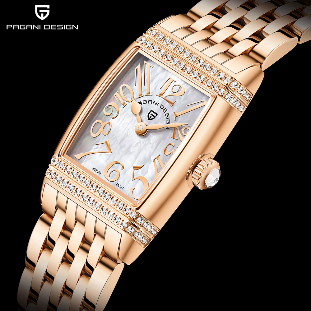 Pagani Design - Women's Sapphire Crystal Quartz Watch, Luxury Accessories, Waterproof up to 50 meters, Stainless Steel, 22mm, New