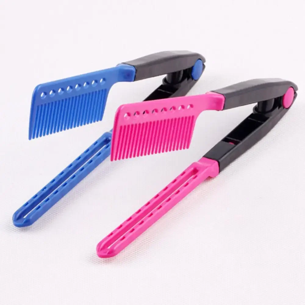 1 stücke Falten V Typ Haarglätter Pinsel DIY Frisur Werkzeug Friseur Kämme Natürliche Haar Styling Curling Kamm Haar
