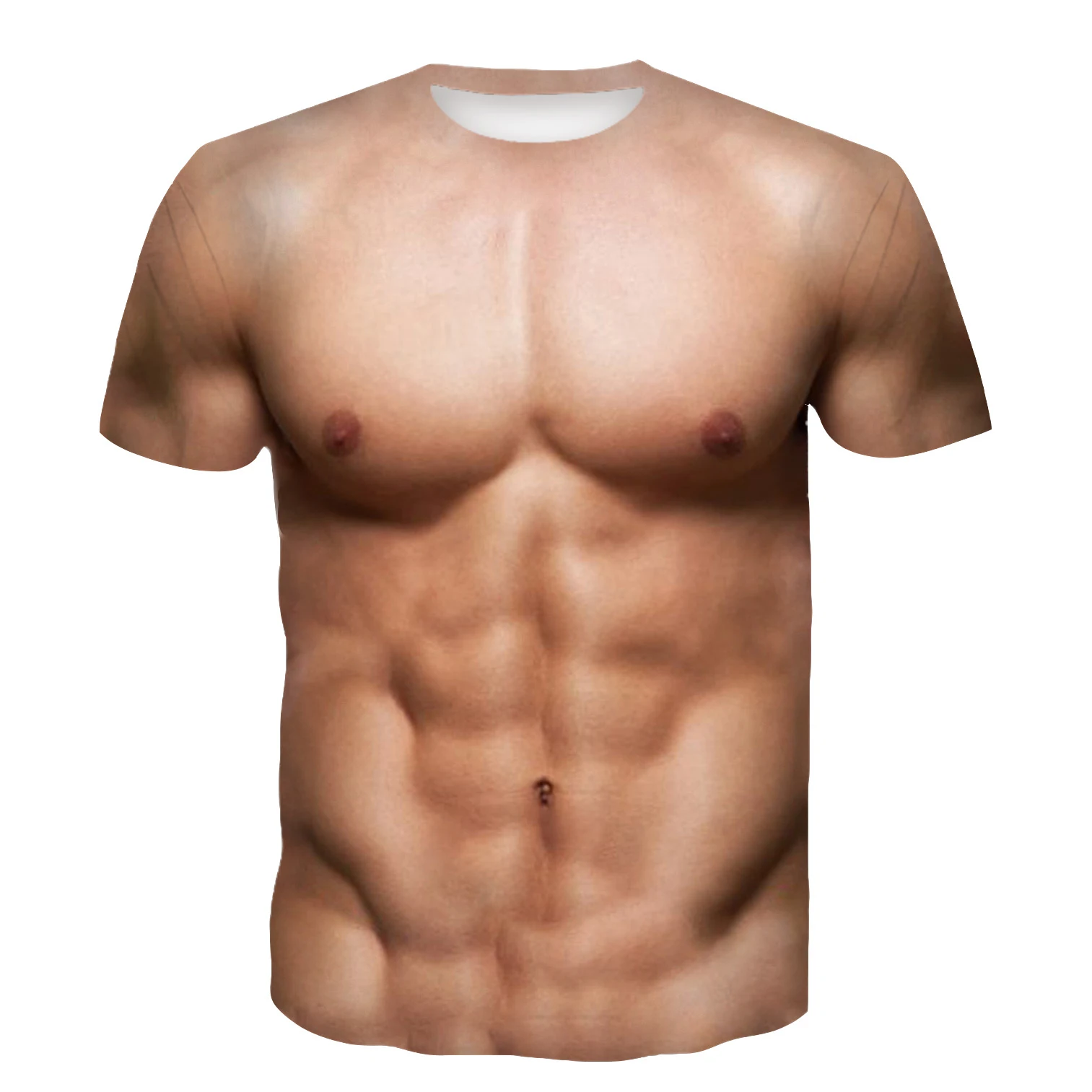 メンズファッションおかしい筋肉質男性 Tシャツ 3D 印刷 Tシャツカジュアルラウンドネック半袖 Tシャツ特大速乾性服